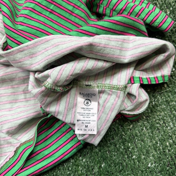 Ragabond Studio T Shirt Women's Size M Green Short Sleeve Striped - Picture 7 of 7
